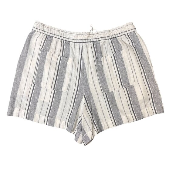 GAP 4" Pull On Striped Linen Blend Shorts With Pockets Drawstring Large - Picture 2 of 15